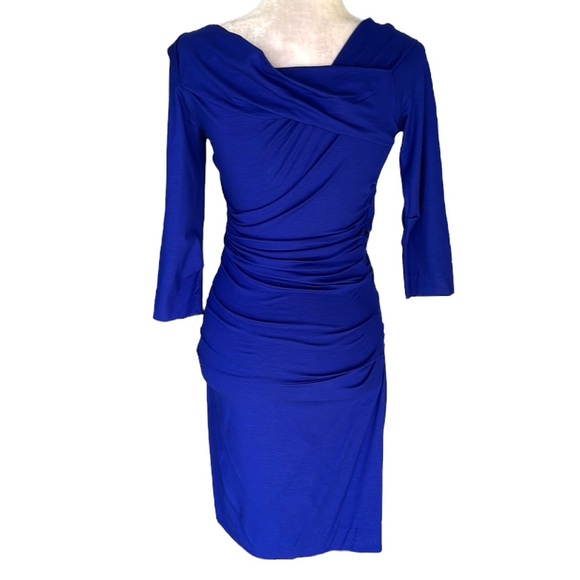 Diane Von Furstenberg Bentley Tanzanite Royal Blue Ruched Bodycon Dress - S - Picture 9 of 16